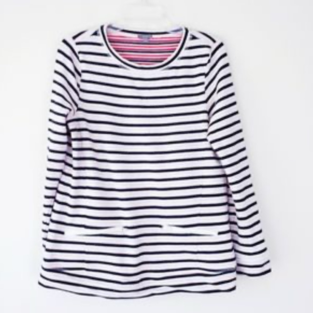 Talbots Black and Pink Striped Sweatshirt